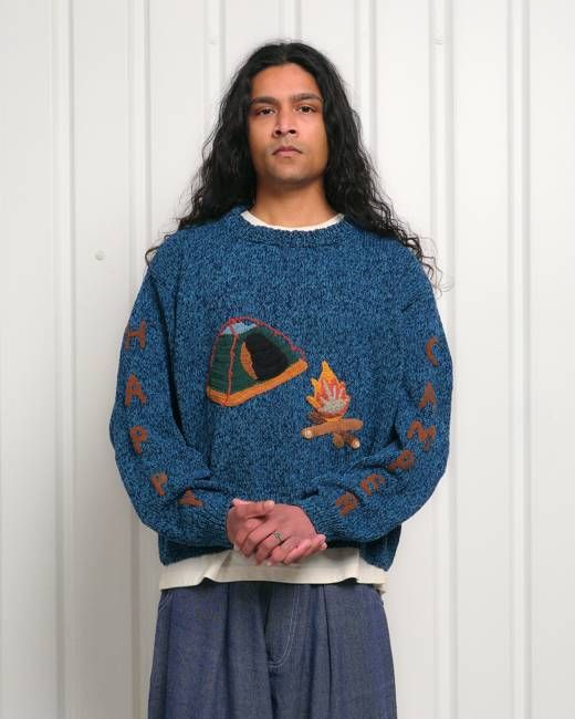 Piper Knit Jumper - Happy Camper Indigo