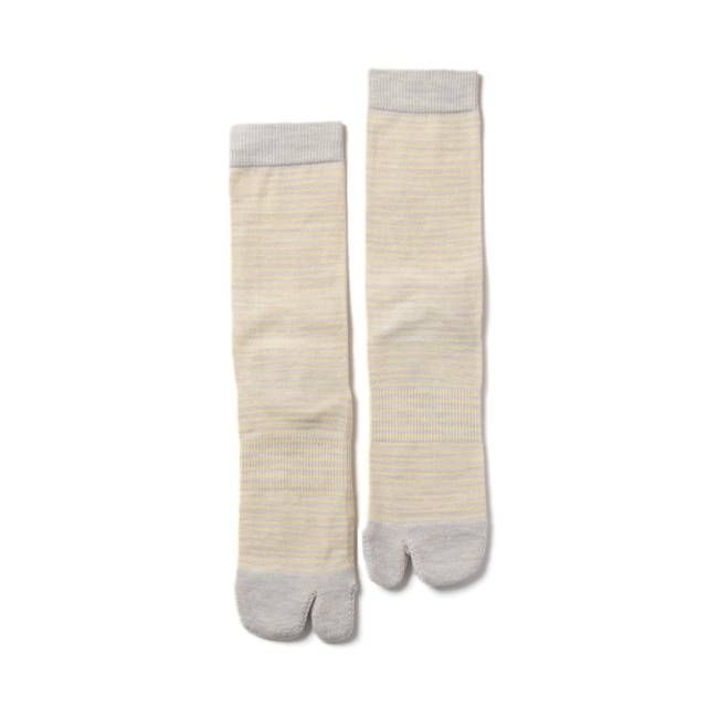 NODAL Tabi Sock – Merino Wool Stripe Light Gray | Made in Japan