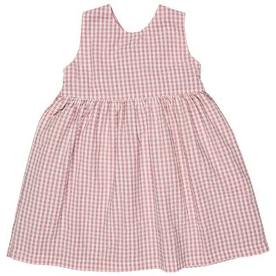 Cross-Back Dress (Seersucker Check) - Pink
