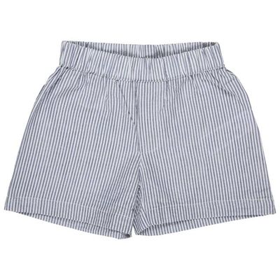 Summer Shorts (Seersucker Fine Stripe) - Indigo