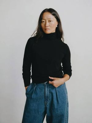 Marianne Turtleneck, Regen Silk Noil Jersey, Black