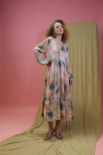 PRINT ECOVERO LONG SLEEVE DRESS - ARCHIVE SALE