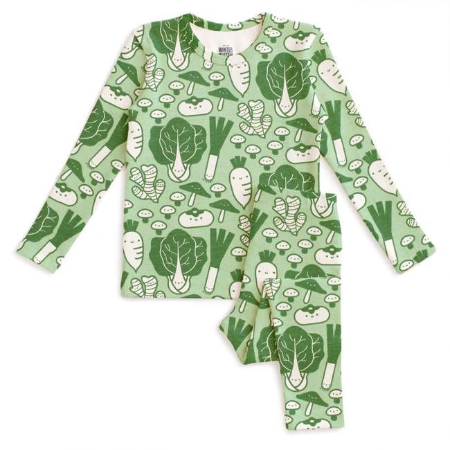 Kids Pajama Set - Veggies Green