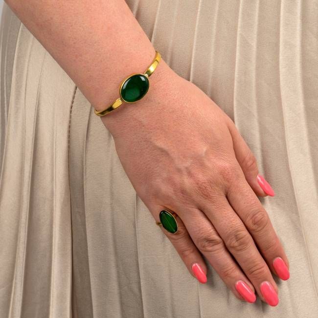 Tena Recycled Brass & Glass Adjustable Ring