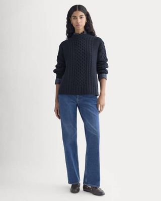 Cable Sweater in Luxe Merino | Navy