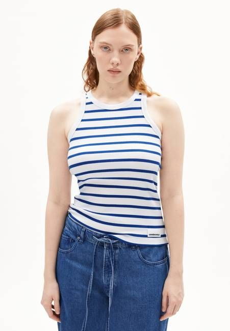 KANITAA STRIPES TOP | white-lapis blue
