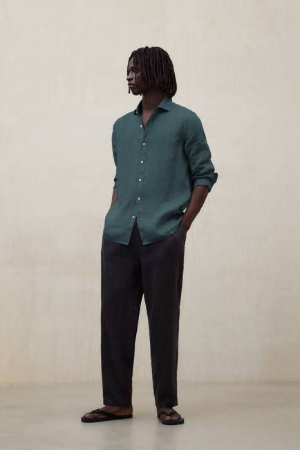 GREEN ALFREDO LINEN SHIRT