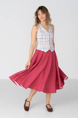 Classic – Full-Circle Linen Midi Skirt
