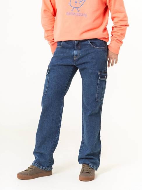 WOLF MID BLUE MEN'S CARGO JEANS