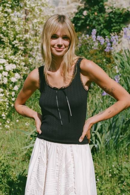 The Tara Tank | Noir Regenerative Pointelle