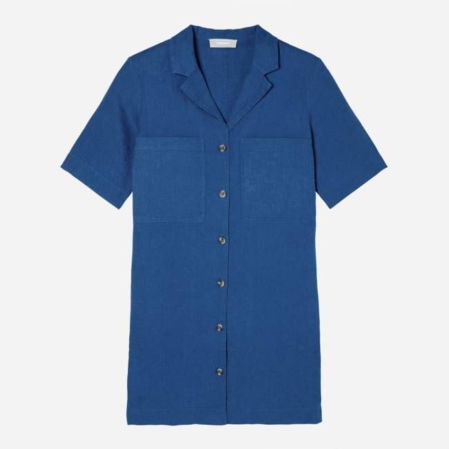 The Linen Workwear Dress | Deep Blue