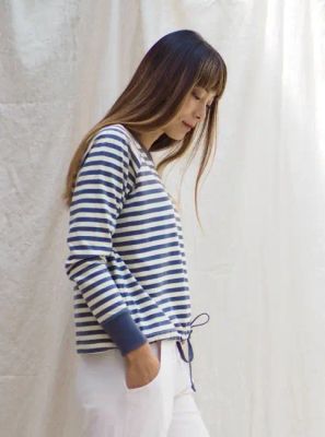 luna cosy top / midnight blue stripe — Noctu
