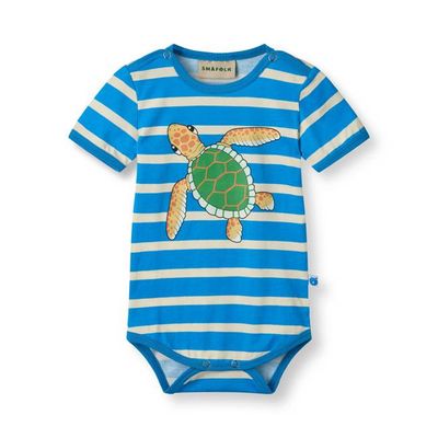 Short-sleeved baby body with sea turtle