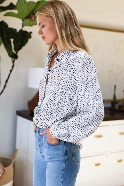 Frankie Blouse - Black + White Cheetah