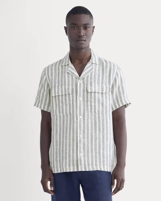 The Resort Shirt in Linen | Bone / Black