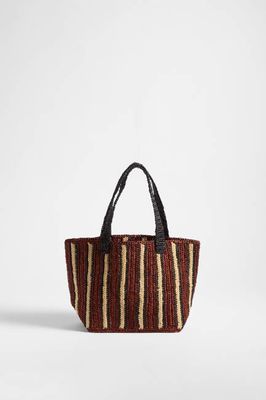 Small Raffia Tote Bag in Chocolate Mousse