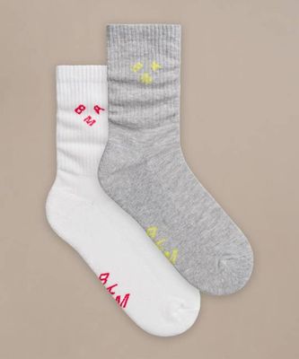 Bamboo Active Icon Crew Socks - 2 Pack