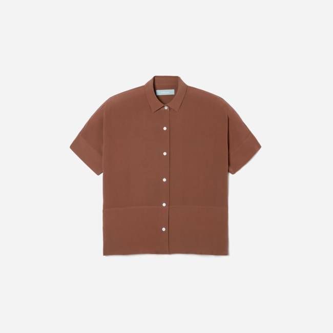 The Boxy Shirt in Washable Silk | Cinnamon