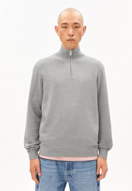FAABES HALF ZIP KNIT SWEATER | silver melange