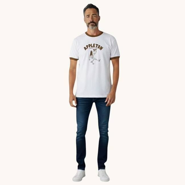 CAMISETA APPLETON BLANCA RIBETE OCRE UNISEX