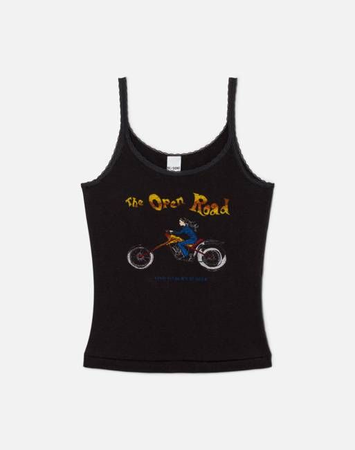 Lace Strap "Open Road" Tank - Washed Black