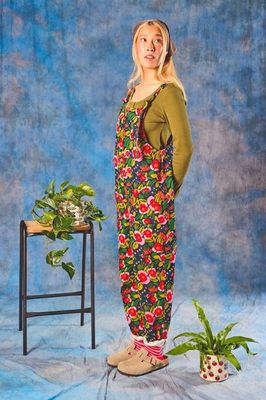 Original - Cotton Dungarees in Black Marie Print