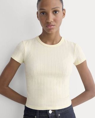 Cropped Crew in Pointelle | Lemon Icing