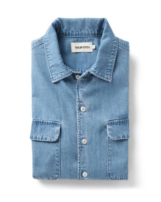 The Shore Shirt in Washed Indigo Twill