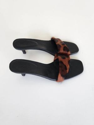 Leopard Leather Asymmetric Heel