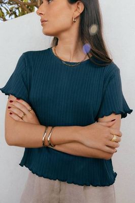 Dawn Navy Cotton T-shirt