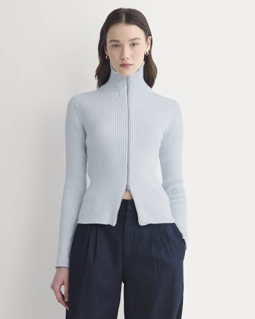 Full-Zip Ribbed Jacket in Everyday Cotton | Skywriting