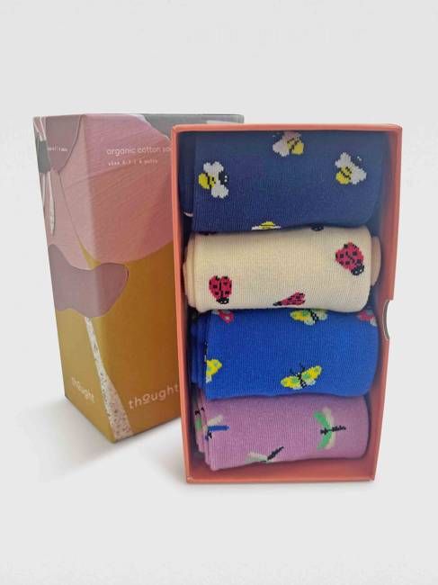 Womens Cloris Insect Organic Cotton 4 Sock Gift Box - Multi