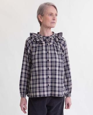 Tina-Cay Seacell Shirt In Navy & Beige Check