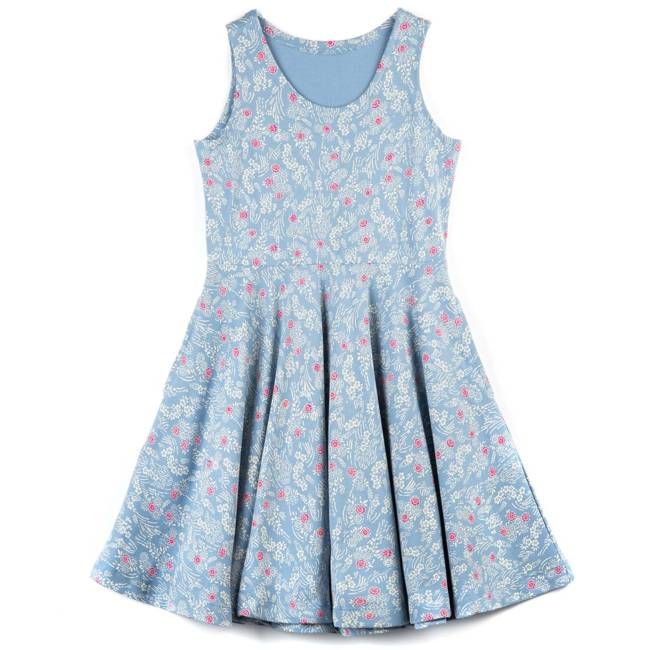 Kids Organic Cotton Sleeveless Twirl Dress: Cherry Blossom
