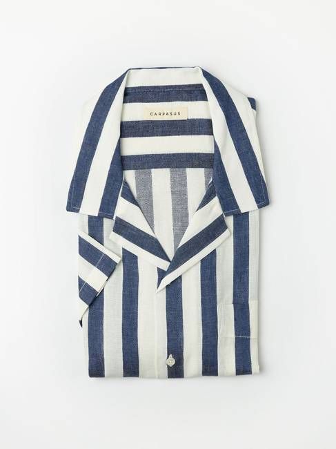 Linen Shirt Short Orto Navy