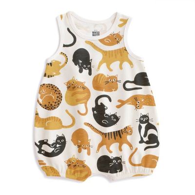 Bubble Romper - Cat Friends Gold & Yellow