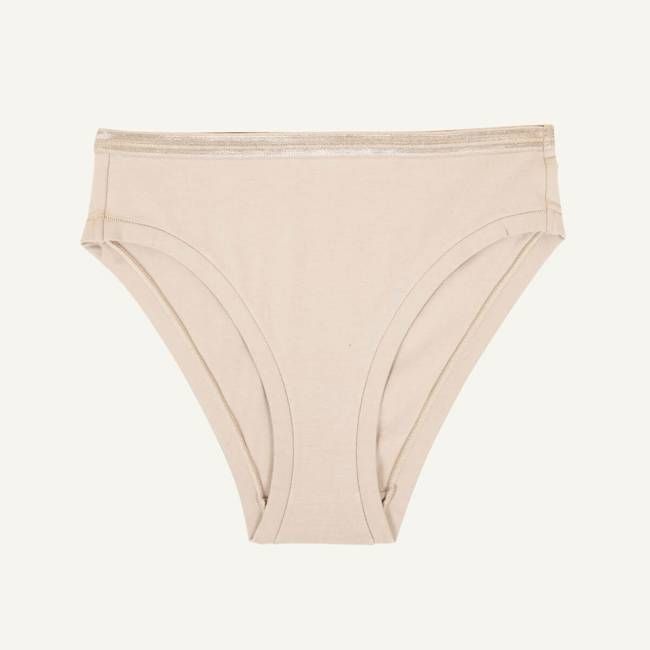 Organic Cotton Mid-Rise Bikini in Stone