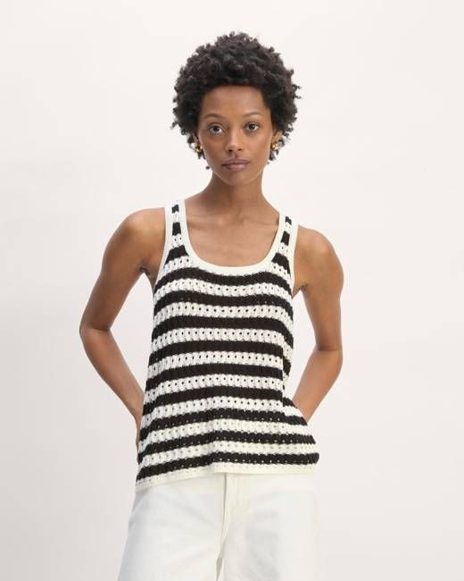 The Crochet Knit Tank | Bone / Black