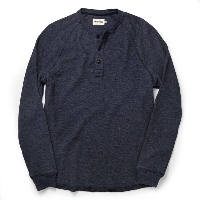 The Heavy Bag Waffle Henley in Navy