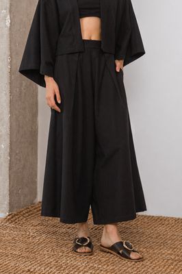 Organic Cotton Wide Culottes in Black - ARCHIVE SALE