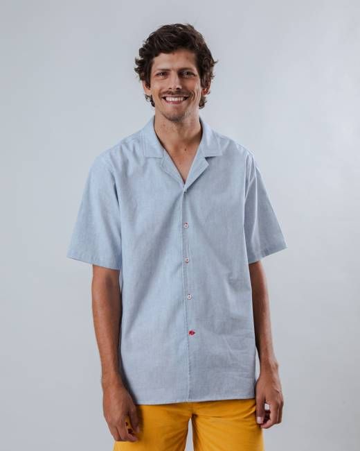 Pinstripes Aloha Shirt Blue