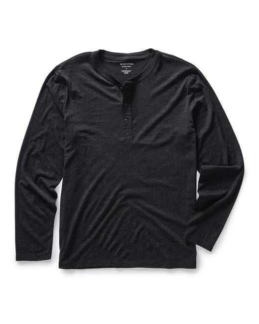 The Merino Henley in Heather Black