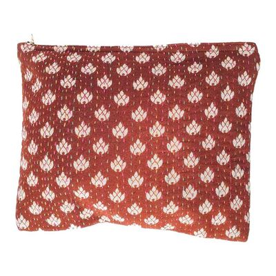 Upcycled sari clutch with kantha stitch