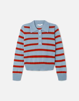 The Memphis Long Sleeve Polo - Pacific Stripe