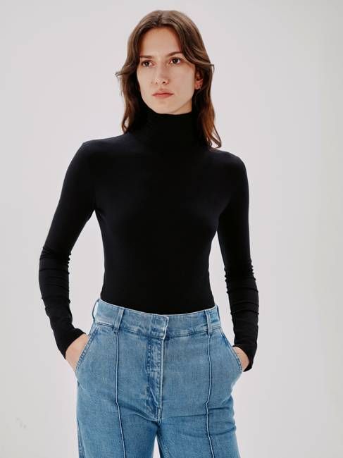Turtleneck Bodysuit | Black