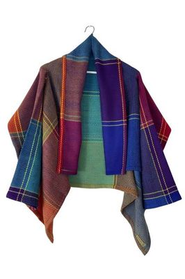 New! Short Cape Coat Joy Plaid No.9