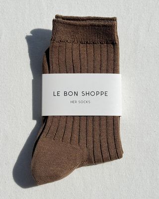 Her Socks - dark tan