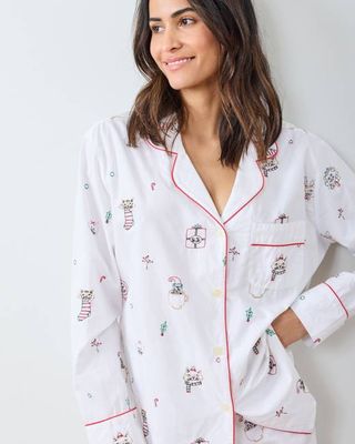 Holiday Cats - Long PJ Set - Cloud