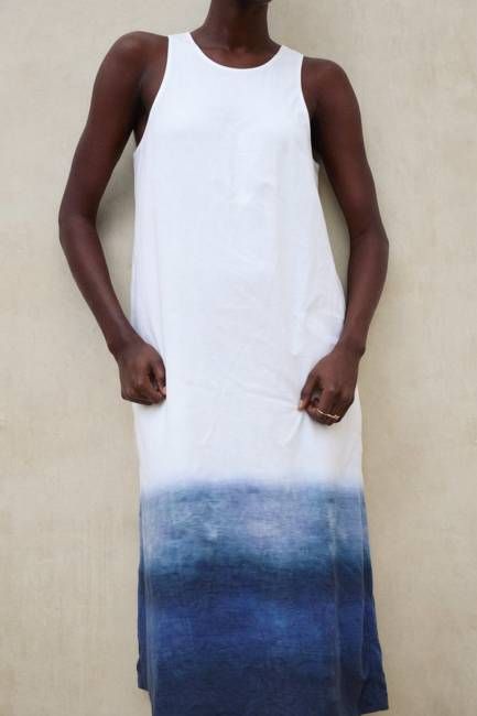 UKARA PRINTED DRESS NAVY BLUE