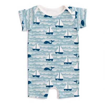Summer Romper - Sailboats Ocean Blue & Navy